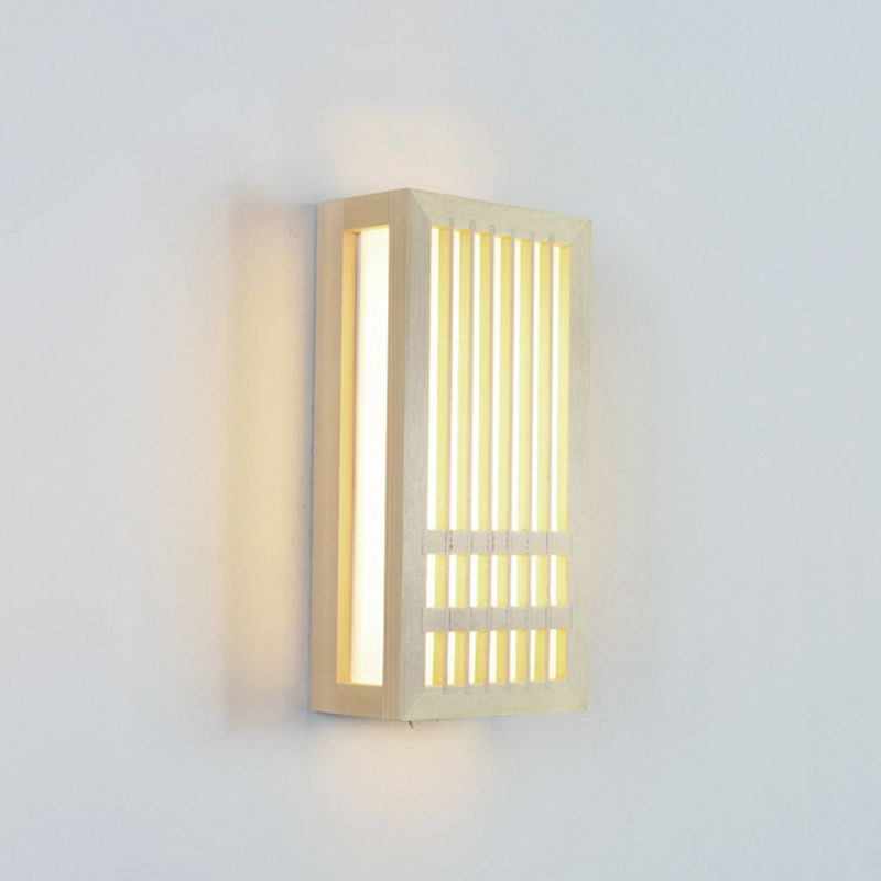 Luces de apliques de pared rectangular de estilo contemporáneo madera 1 lámpara de luz
