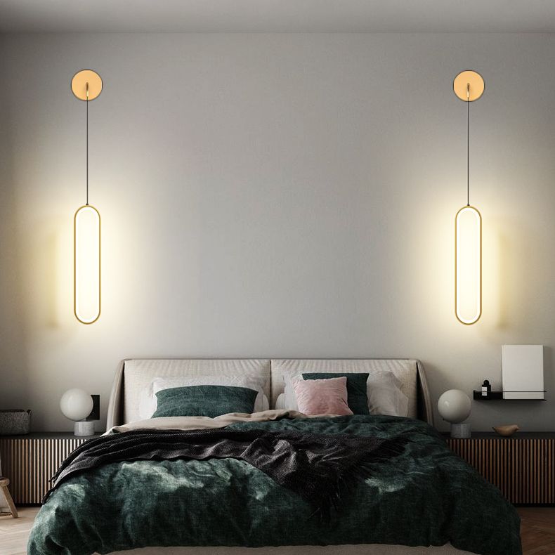 Modern Minimalist Style Oval Wall Mounted Light Fixture Metal 1 Light Wall Sconce Lighting for Bedroom