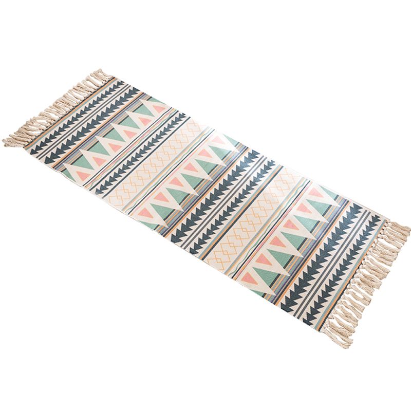 Modern Bedroom Rug Multi Colored Geometric Pattern Area Carpet Cotton Pet Friendly Machine Washable Indoor Rug