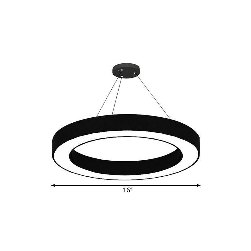 Circle LED Pendant Light Kit Minimalism Acryl -Büro -Hanglampe in Schwarz, 16 "/23,5"/47 "Dia