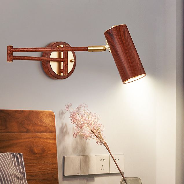 1-Licht-Zylinderwandbeleuchtung moderner Metallwandmontageleuchte in Braun