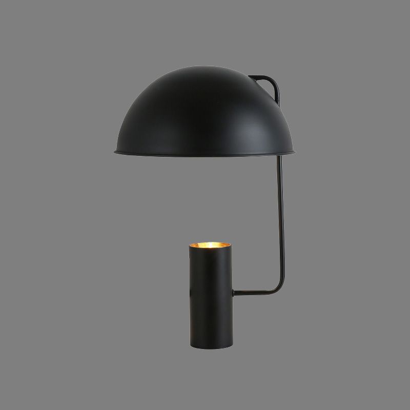 Lámpara de mesa de noche Hemisphere, luz de libro de lectura de 1 bombilla de metal contemporáneo en negro