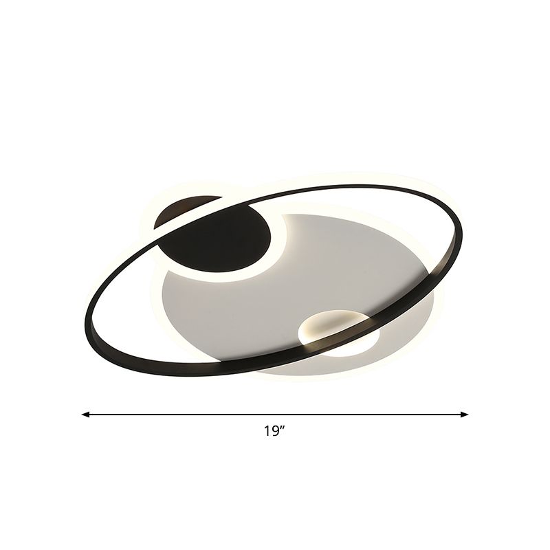 Black and White Orbit Flushmount Modern 19"/23.5" Wide LED Acrylic Flush Mount Ceiling Light in Warm/White Light