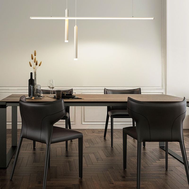 Lineair eilandlichtarmatuur moderne 3-licht LED-hangende lampen met witte acrylschaduw