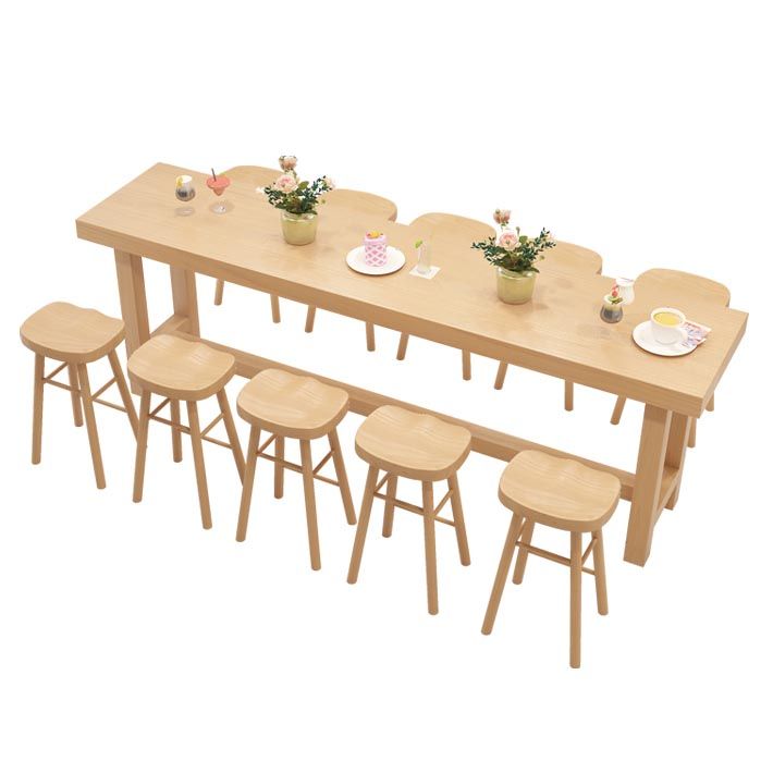 Rectangular Bar Table Set 1/6/11 Pcs Solid Wood Bar Table and Stools