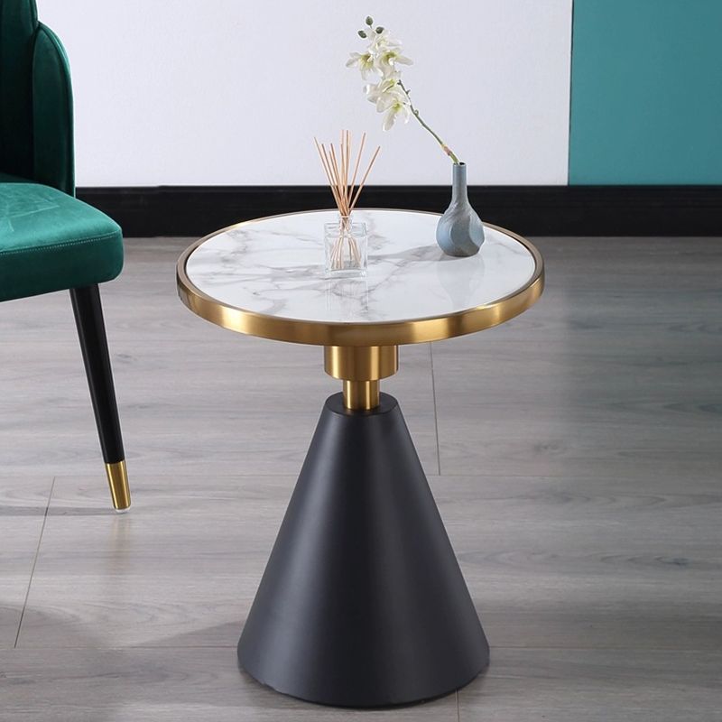Glam Round Faux Marble Top End Table Black/White Sofa Side End Table