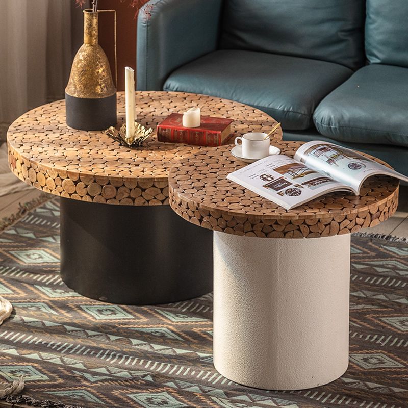 Rustic Solid Wood End Table Distressed Wood Round & Square Side Table Table