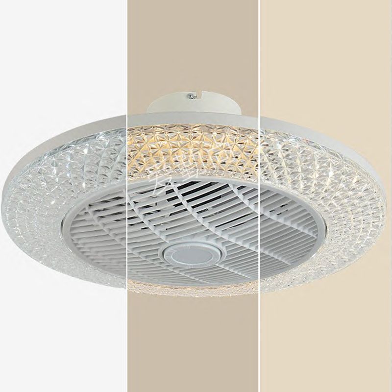 Illuminazione a ventola rotonda saldata fredda minimalista acrilico bianco semifulco per camera da letto