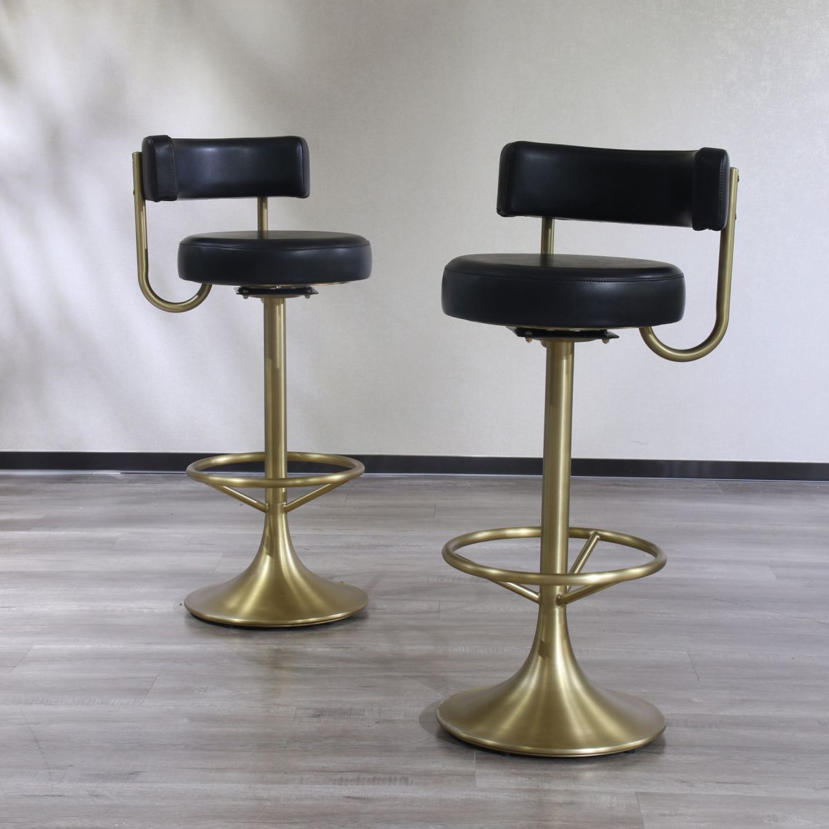 Glam Rotatable Bar Stool Faux Leather Counter Bar Stool for Home