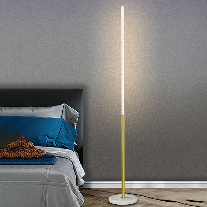 Linear Shape Metal Floor Lights Modern 1 Light Floor Mount Light