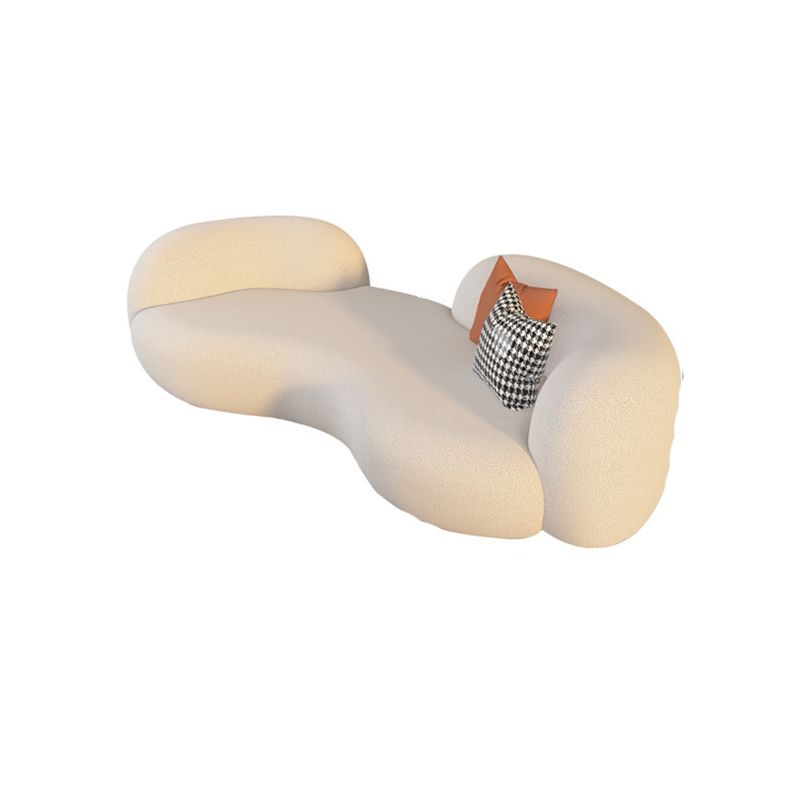 Contemporary Tuxedo Arm Sofa Fabric Loose Back Settee in White