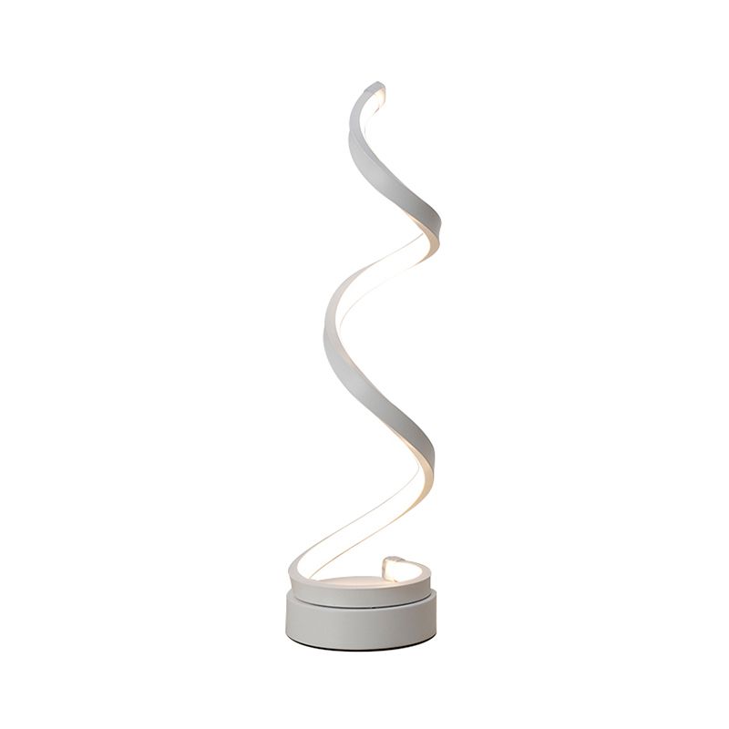 Lámpara de mesa de metal de la cinta espiral simplicidad de tarea LED negro/blanco/dorado con pedestal círculo en luz cálida/blanca