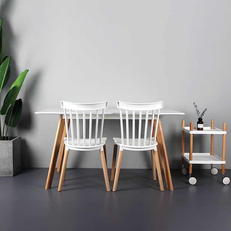 Contemporary Style Dining Room Chair Slat Back Stackable Side Chair for Kitchen