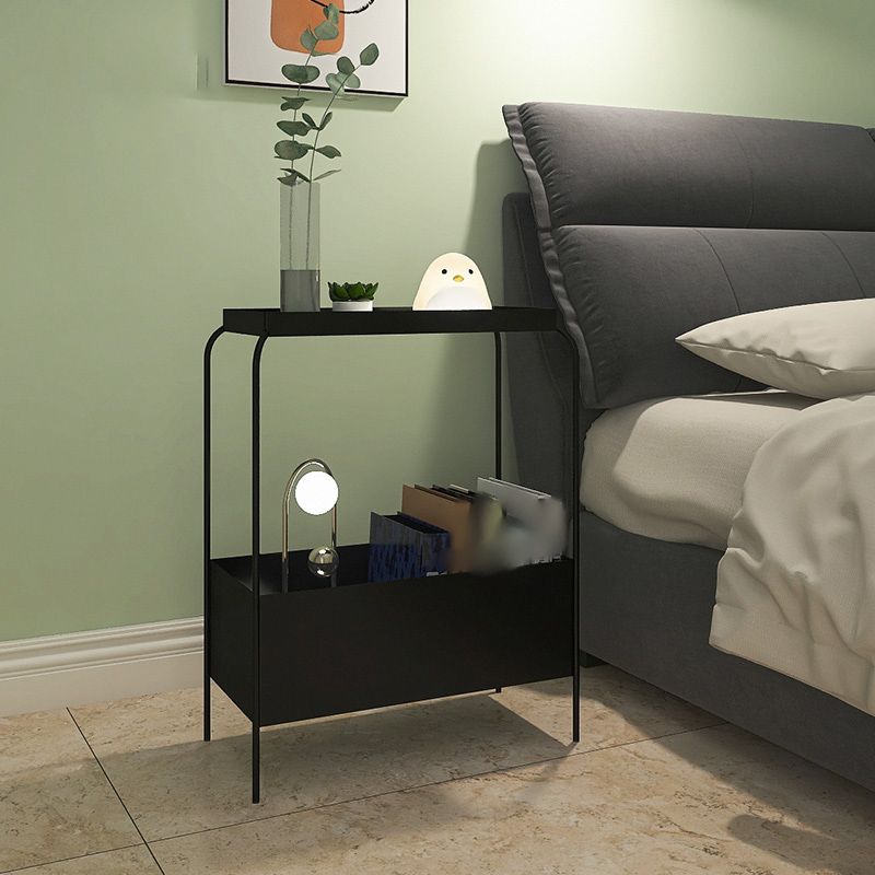 26'' Tall Metal Nightstand Iron Open Storage 1-Shelf Modern Legs Included Bed Nightstand