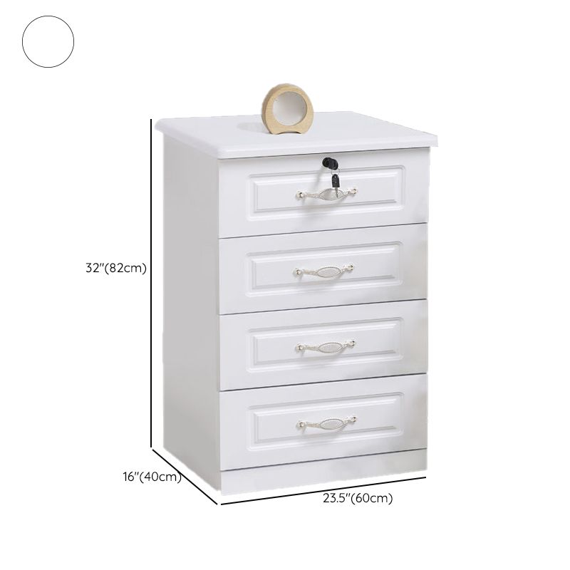 Traditional Wooden Storage Chest Home Vertical Chest in White with Drawers