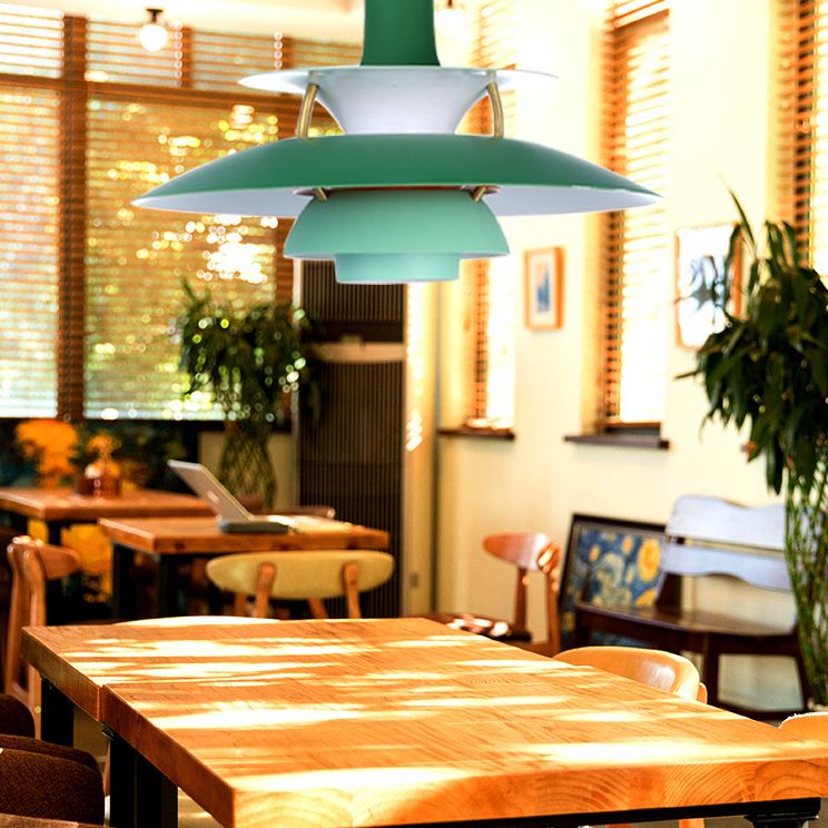 1 niveaux concentriques en couches légères lampe à pension nordique lampe suspendue en métal pour salle à manger