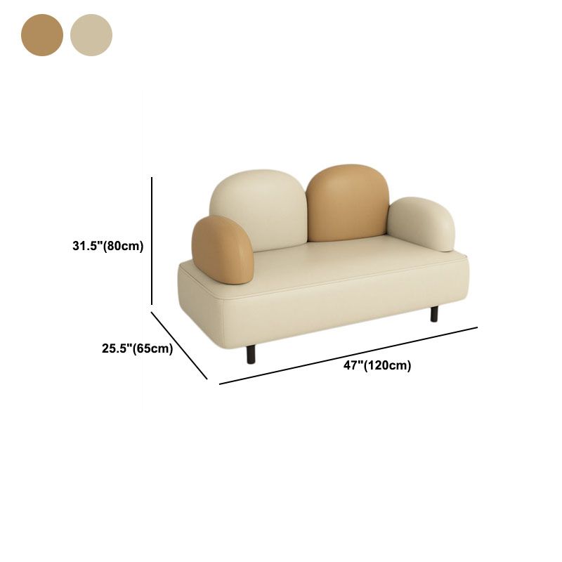 Pillow Top Arm Sofa Modern Faux Leather 31.5 Inch High Loveseat