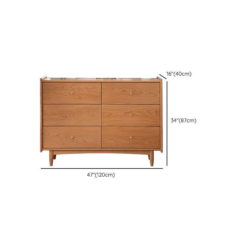 Minimalistic Water Resistant Storage Cabinet Solid Wood Accent Chests with 6 Drawers