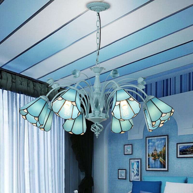 Pendant Conical Chandelier Lumière 3/6/8 LUMIÈRES TOLÉS VOIE BAROQUE MOTE DE LAMPE PROSIBLE EN BLEU / BLEU DARK POUR LE SOIR