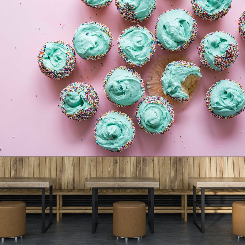 Small Cake Dessert Mural Modern Style Wall Covering for Dessert Shop, Waterproofing