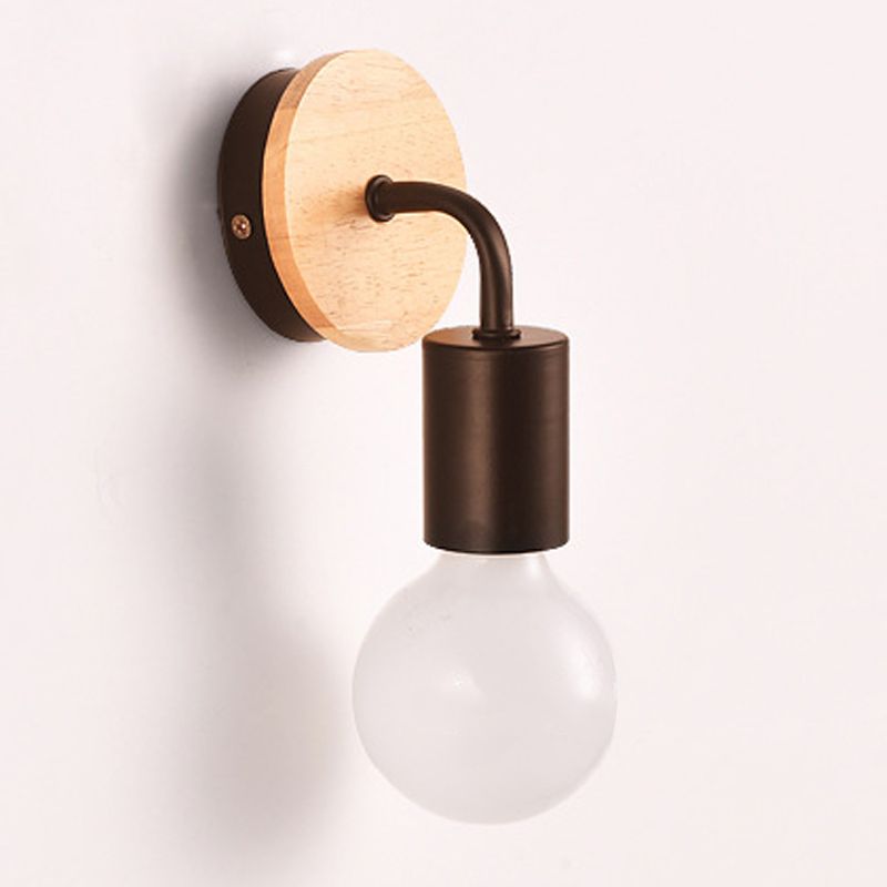 Modern Style Geometric Sconce Light Fixtures Wood 1 Light Wall Mounted Lamps