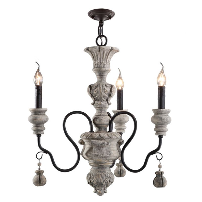 American Vintage Candelabra Resin Kroonluchter metaal Gooseneck arm Suspensie Verlichtingsarmatuur voor woonkamer