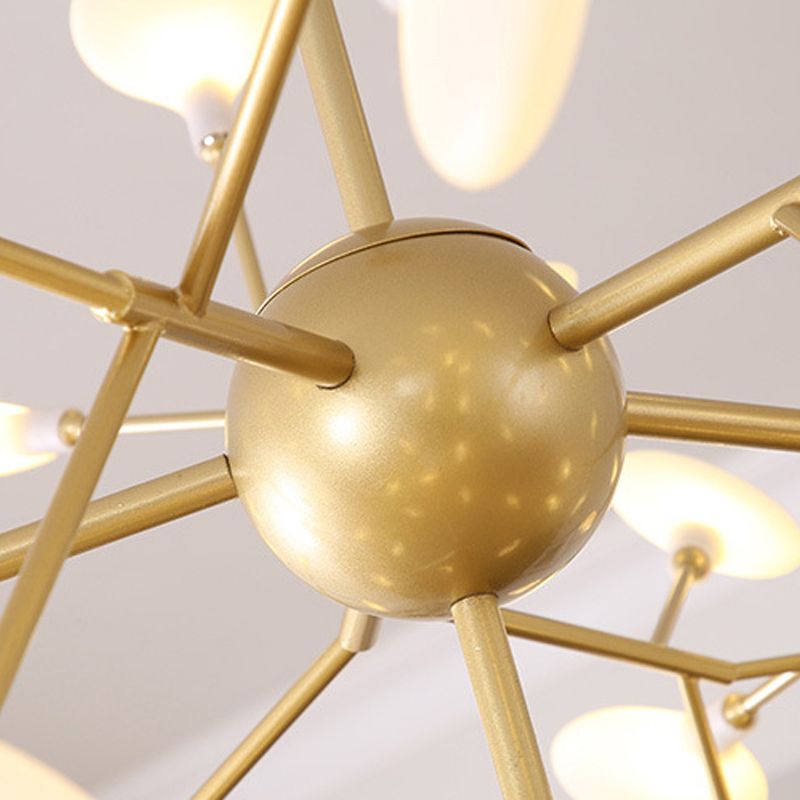 Modern Metal Suspended Lamp Fireflies Style Chandelier Lamp in Gold for Sitting Room