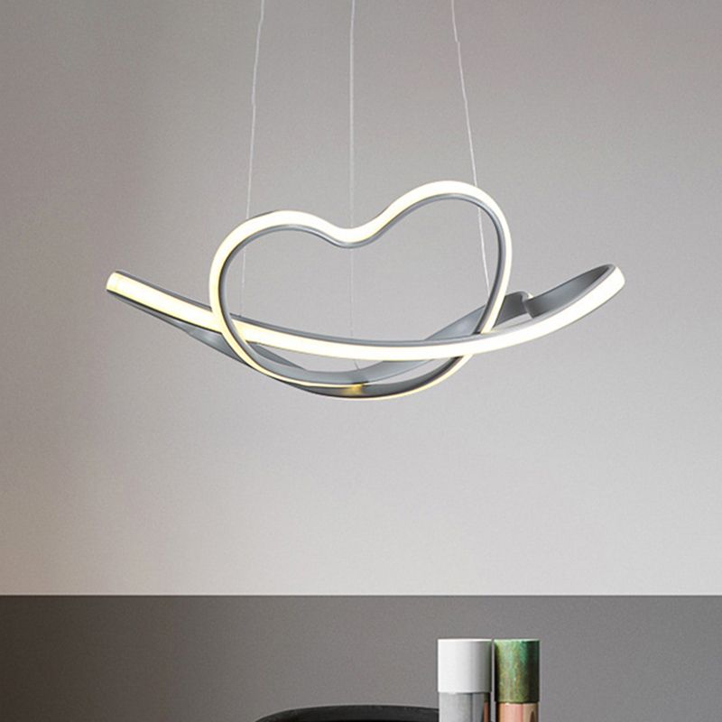 Lámpara de lámpara de lámpara gris de 16 "/19.5" de ancho LED modernista LED acrílico Kit de luz colgante en blanco/luz cálida