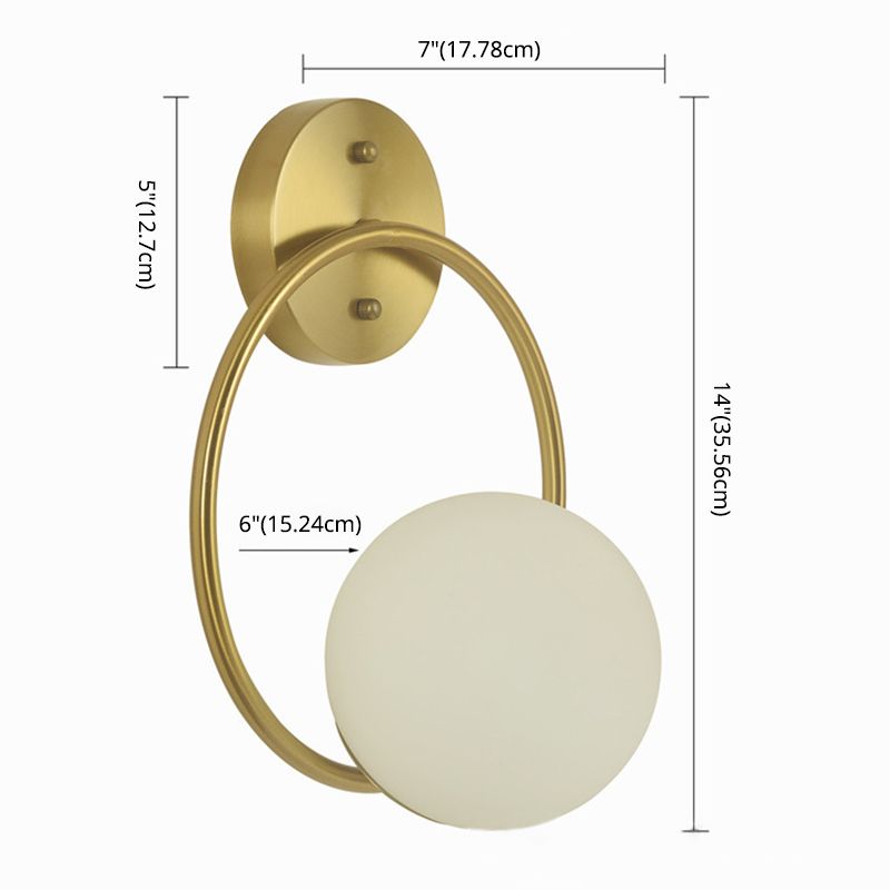 13.7 "H METAL Simplicidad Luz de pared estilo nórdico Vidromina Blanca Tombra Lámpara de aplachadoras de 1 luces