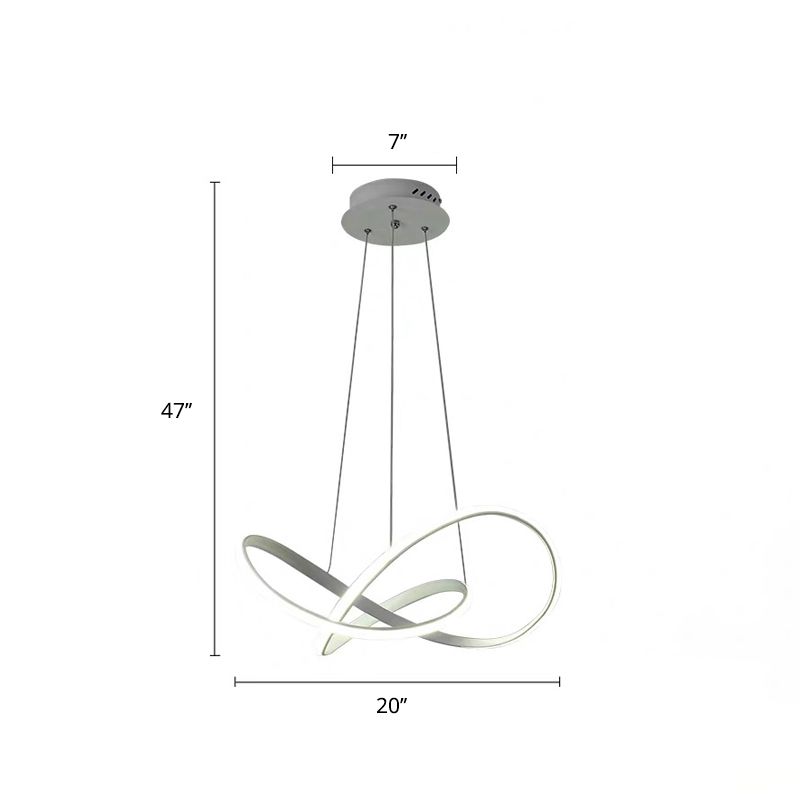 Decorative Cycle Chandelier Lighting Acrylic Dining Room LED Ceiling Pendant in White