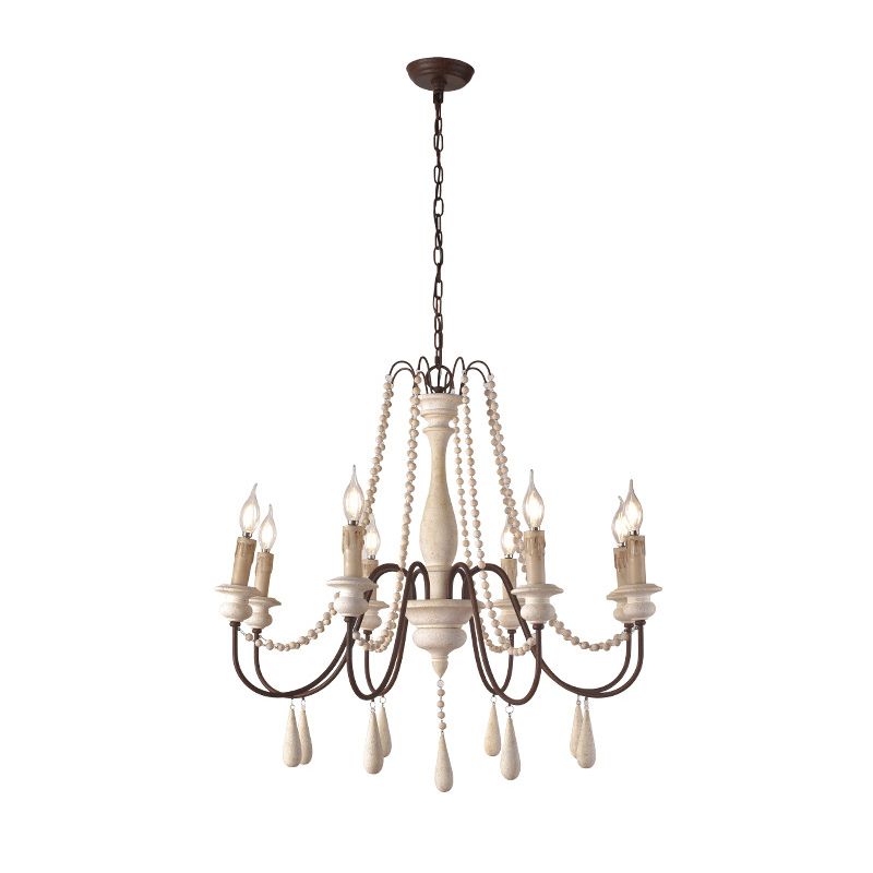 Traditioneller rustikaler Stil aus Holzleuchten mit Multi-Lights Candlestick Design Lighting Fixture mit Schwanenhalsrostarm