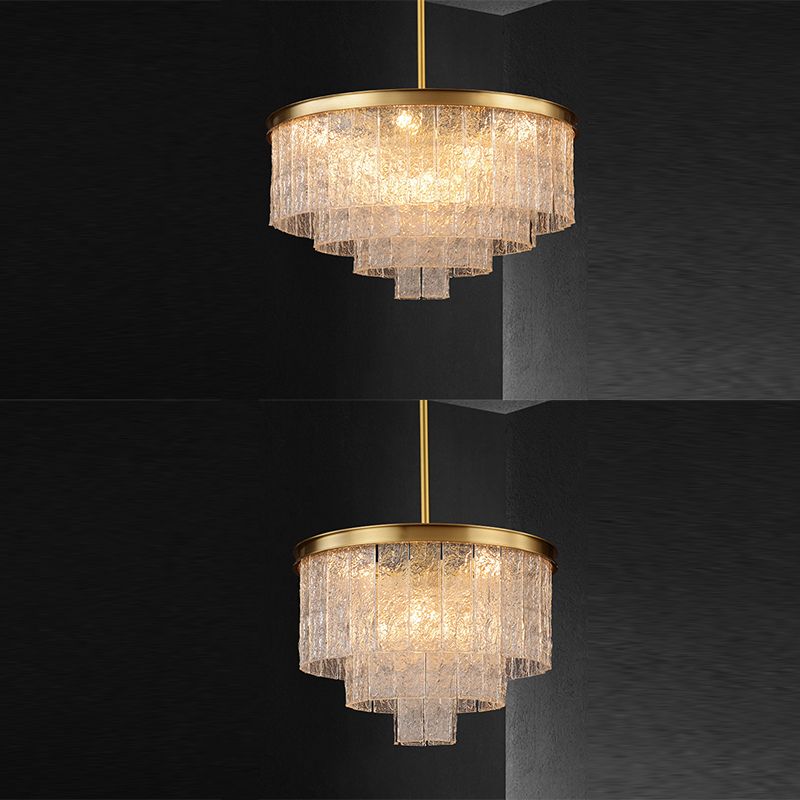 Contemporary Multi-tier Chandelier Light Fixtures Glass Hanging Chandelier for Coffee Shop