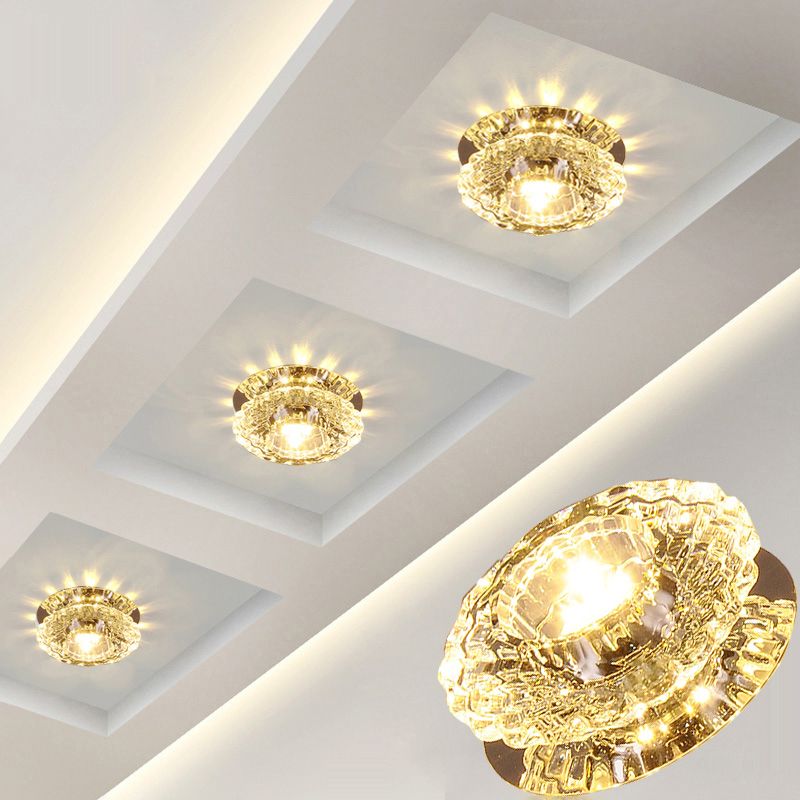Simple Modern Style Crystal LED Flush Mount Lighting for Corridor Living Room