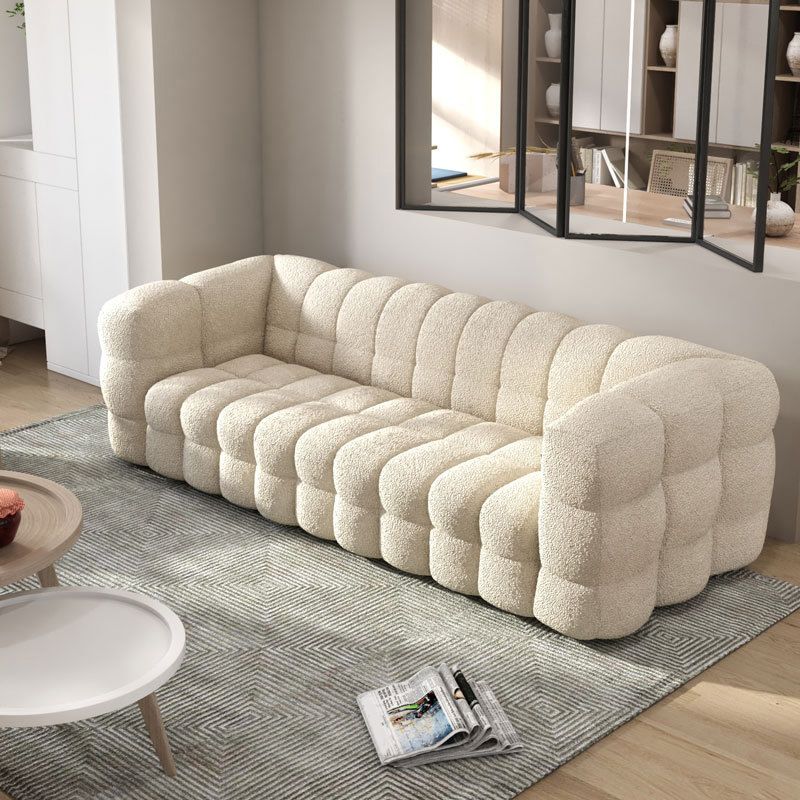 Fabric Modernism Biscuit Back Sofa 29.92" High Tuxedo Arm Sofa