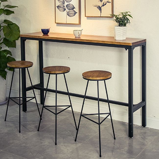 Industrial Rectangle Bar Table Set 1/2/7 Pcs Brown Wooden Bar Table Set