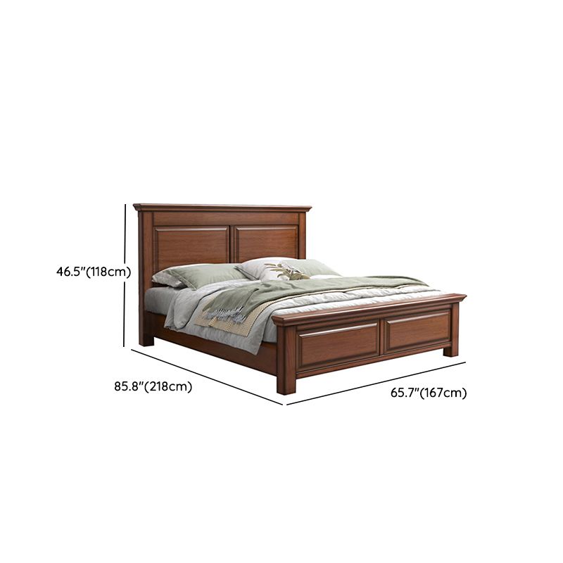 Mid-Century Modern Standard Bed Mahogany Espresso Panel Bed with Headboard