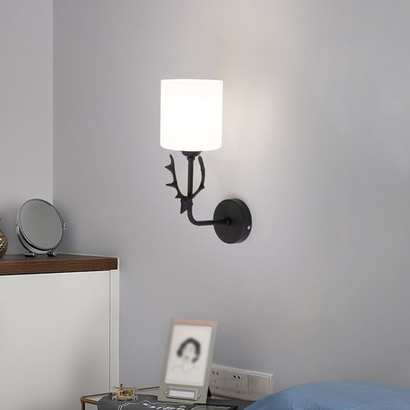 Lámpara de luz cilíndrica de vidrio de estilo simple lámpara de pared de una cabeza para dormitorio