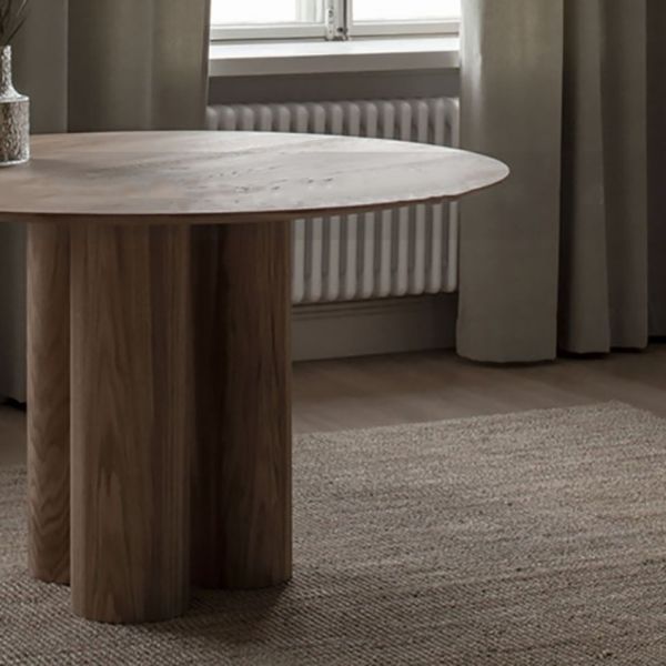 Round Simplicity Style Dining Table Fixed Table with Solid Wood