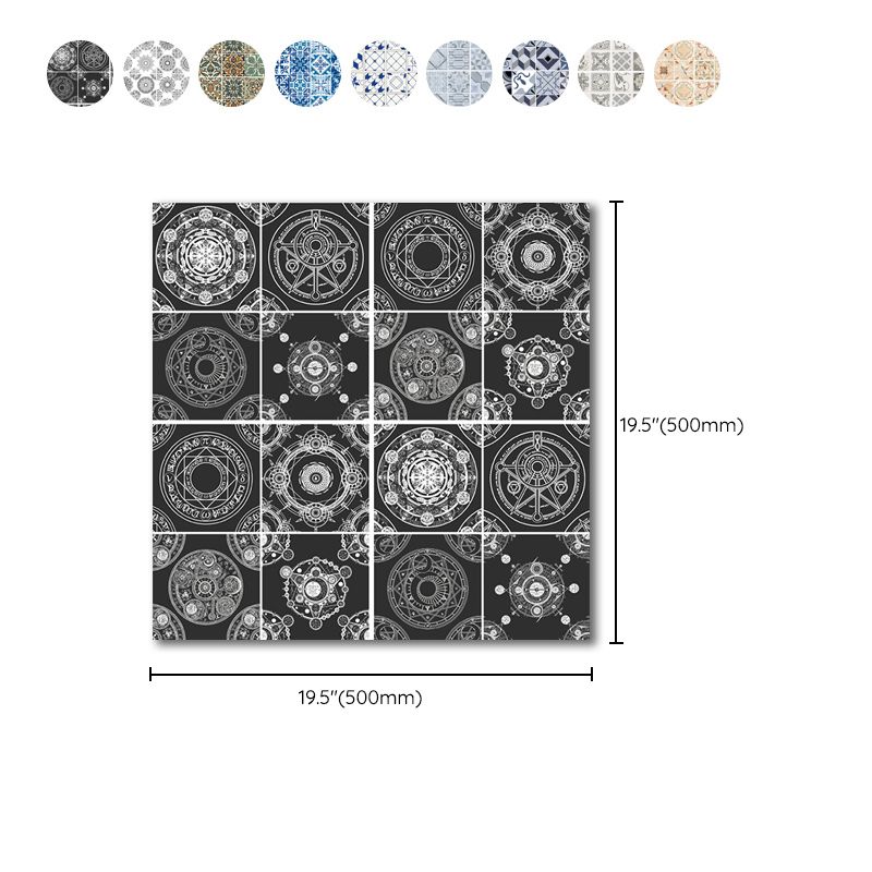 Spanish Pattern Singular Tile Mildew Resistant Peel & Stick Tile for Backsplash Wall