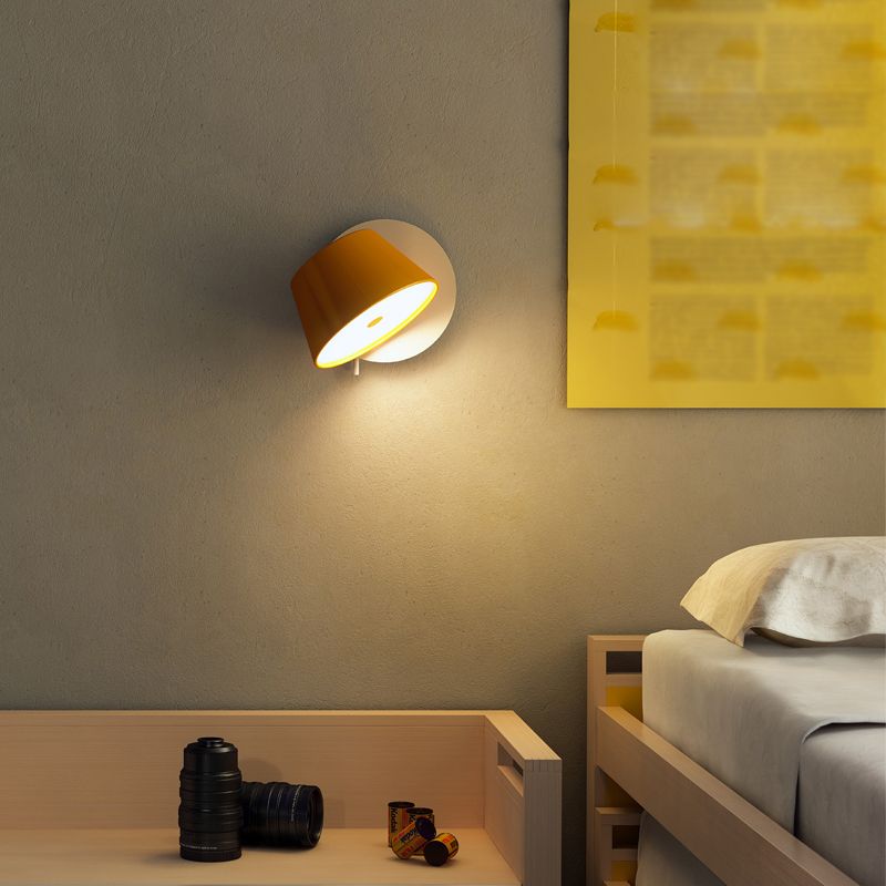 1 Light Drum Wall Sconce Modern Style Metal Wall Lighting for Living Room