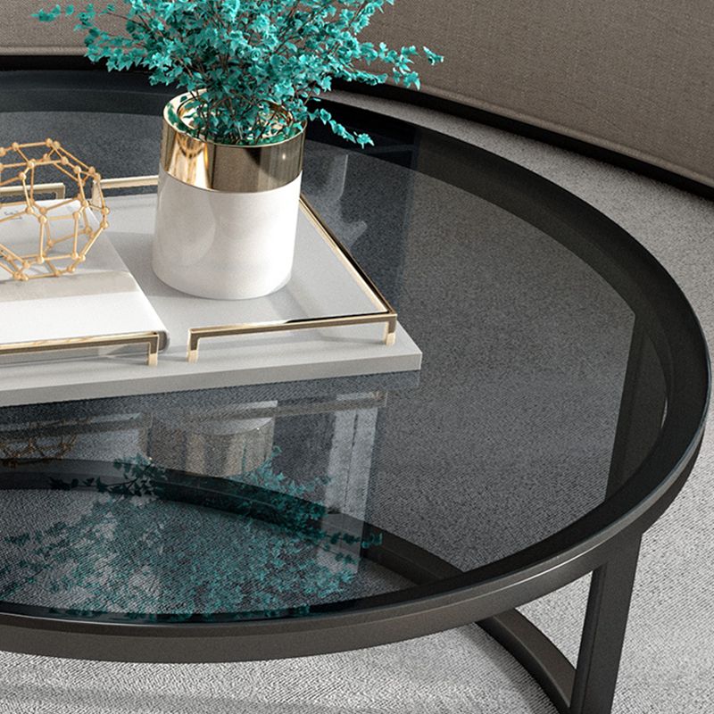 Frame Base Design Round Glass/artificial Table Metal Base Coffee Table