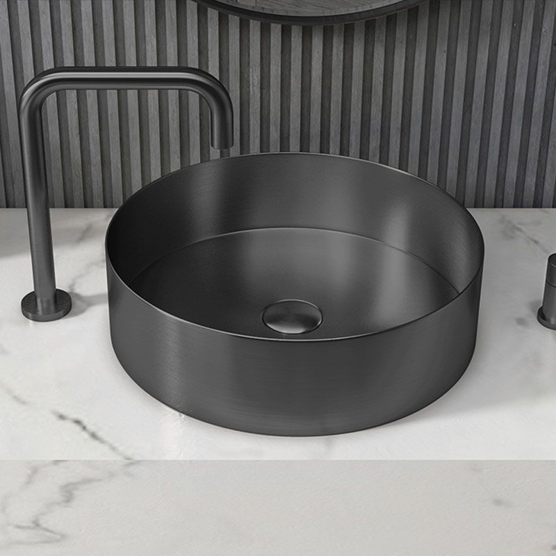 Metal Trough Sink Solid Color Bathroom Sink with Pop-Up Drain