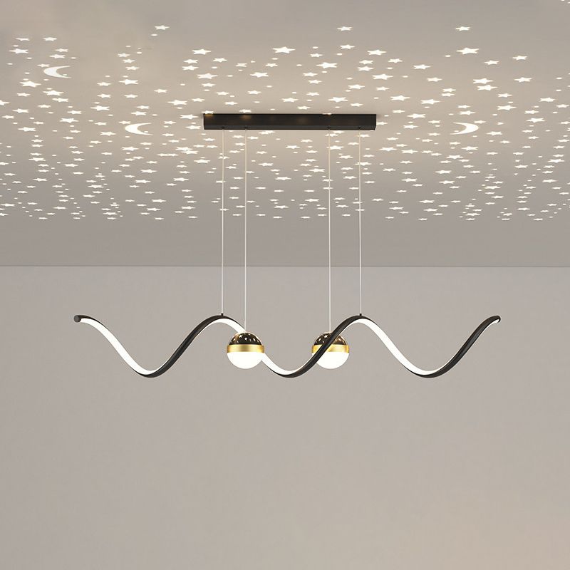 2 Ball Shade Kitchen Island Fixture Metal and Glass LED Pendant Fixture for Dining Room