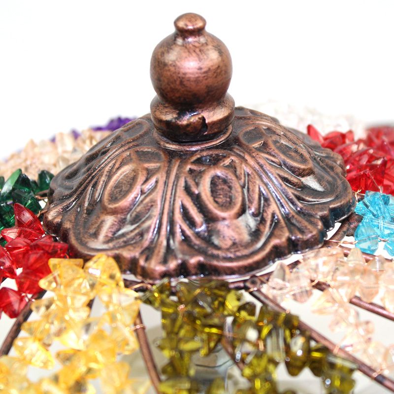 Plafonnier évasé colonial de 12 "/ 16" de large, plafonnier en plexiglas multicolore à 3 lumières en cuivre patiné