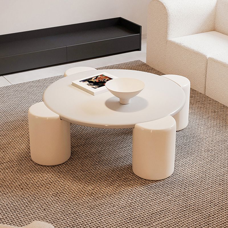 Modern Free-Form Coffee Table White Single Coffee Table with 4 Legs