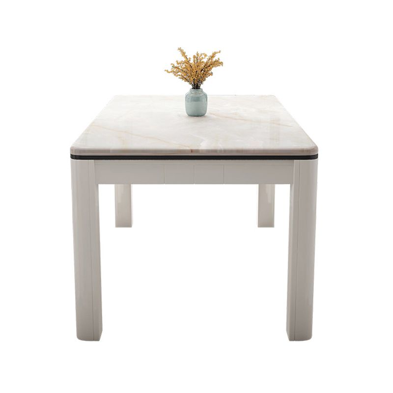 Mid-Century Home Marble Dining Table Rectangle Shape Table with 4 Legs Base