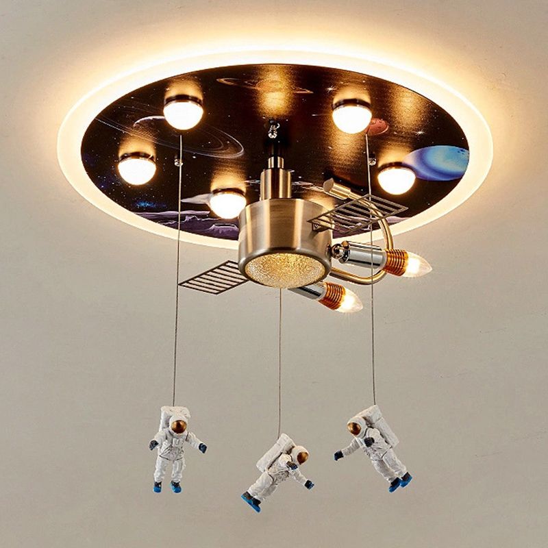 Art Deco metalen inbouwlamp Cartoon Spaceman inbouwspot voor kinderkamer