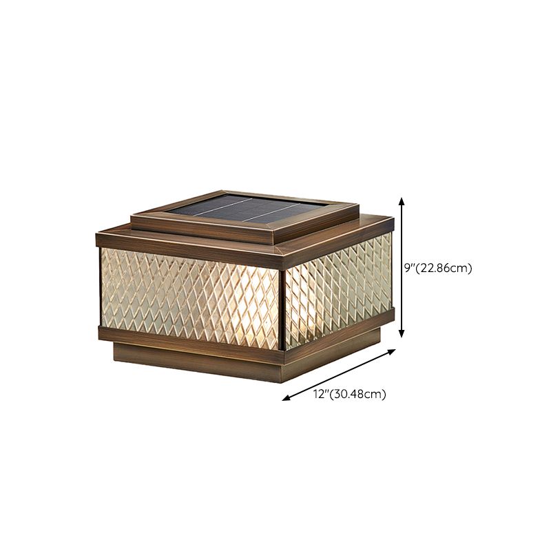 Contemporary Pillar Light Geometric LED Solar Lighting Fixture for Backyard