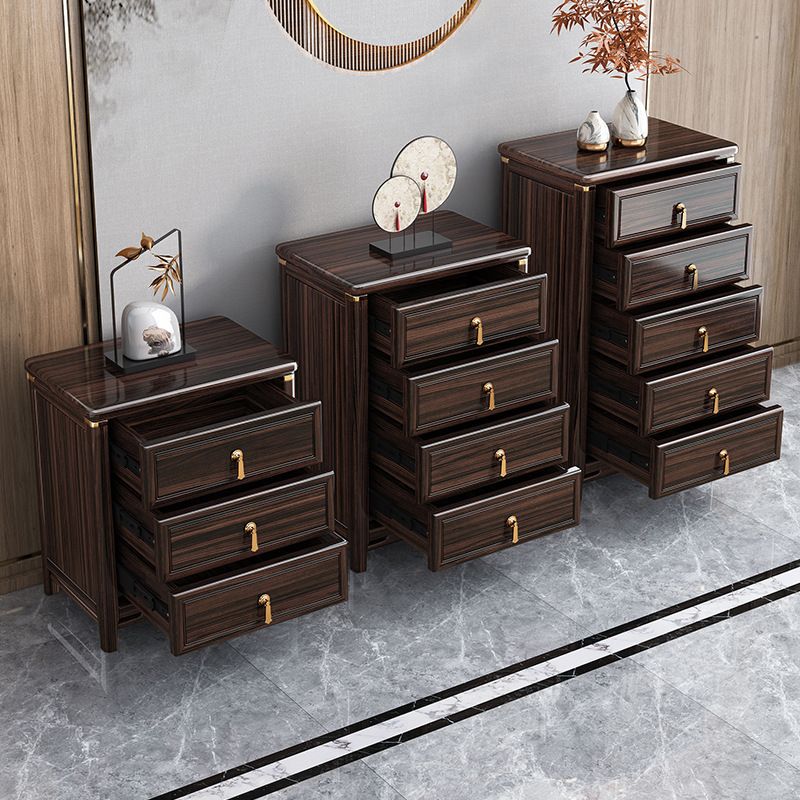 Glam Solid Wood Storage Chest Home Chest in Brown with Drawers