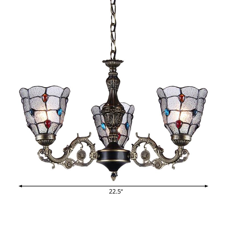 Lustre bijou du lustre léger baroque givré verre 3/6/8 lumières d'éclairage de suspension en bronze